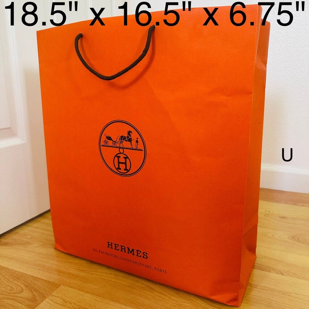 Hermes Paper Shopping Bag - orange large, 18.5" x 16.5" x 6.75" [T]